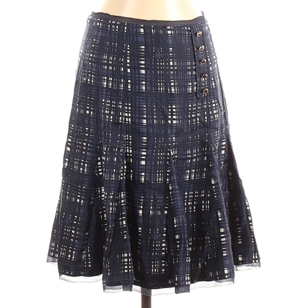 Tory Burch Silk Navy blue Academia Sway A line knee length skirt women’s size 2